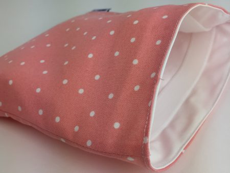 Coral and White Polka Dot Snack Bag Cheap