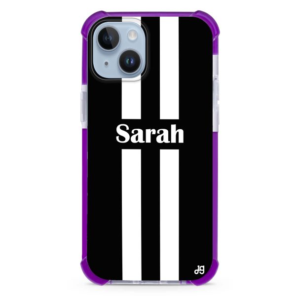 Black and white Stripes iPhone 14 Plus MagSafe Compatible Ultra Shockproof Case Online now