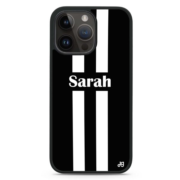 Black and white Stripes iPhone 15 Pro Max Impact Guard Bumper Case For Cheap