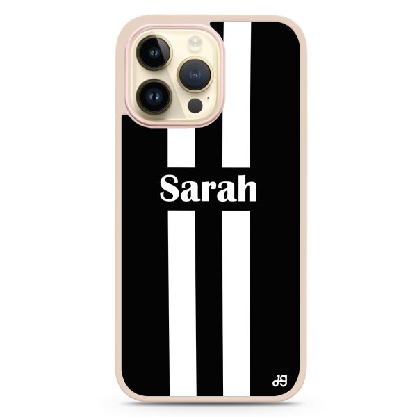 Black and white Stripes iPhone 14 Pro Max Impact Guard Bumper Case For Discount