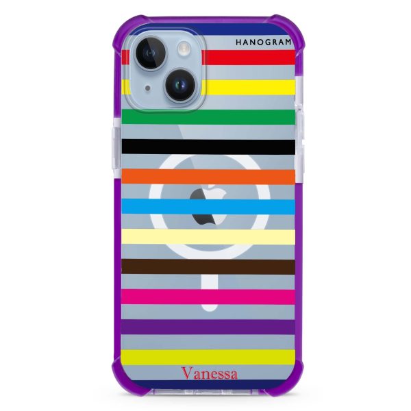 colorful stripe iPhone 14 MagSafe Compatible Ultra Shockproof Case For Sale