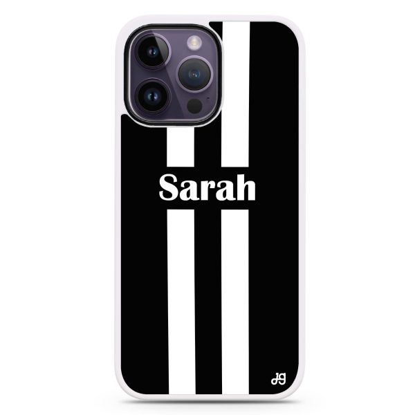 Black and white Stripes iPhone 15 Pro Max Impact Guard Bumper Case For Cheap