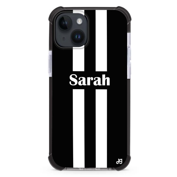 Black and white Stripes iPhone 14 Plus MagSafe Compatible Ultra Shockproof Case Online now