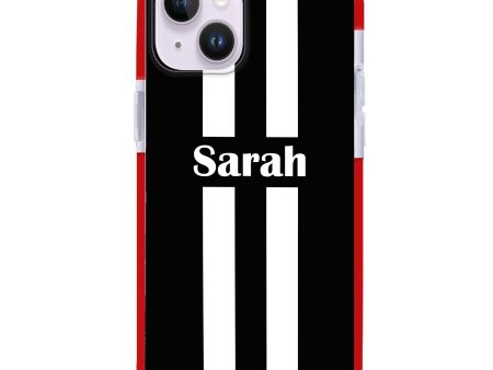 Black and white Stripes iPhone 14 Plus MagSafe Compatible Ultra Shockproof Case Online now