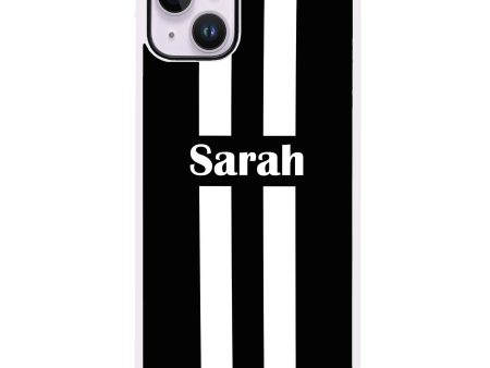 Black and white Stripes iPhone 14 Plus Impact Guard Bumper Case Discount