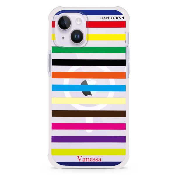 colorful stripe iPhone 14 MagSafe Compatible Ultra Shockproof Case For Sale