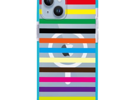 colorful stripe iPhone 14 MagSafe Compatible Ultra Shockproof Case For Sale