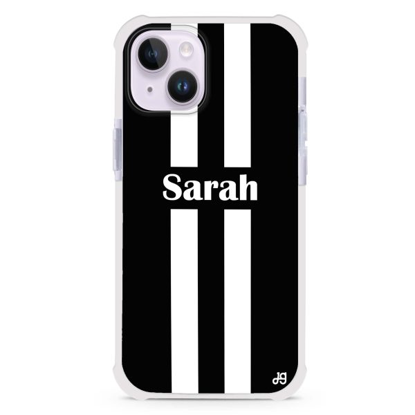 Black and white Stripes iPhone 14 Plus MagSafe Compatible Ultra Shockproof Case Online now