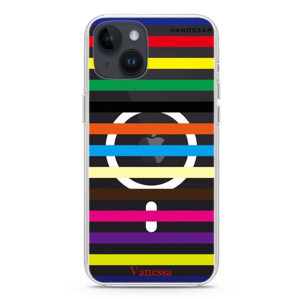 colorful stripe iPhone 14 Plus MagSafe Compatible Ultra Clear Case Online Sale