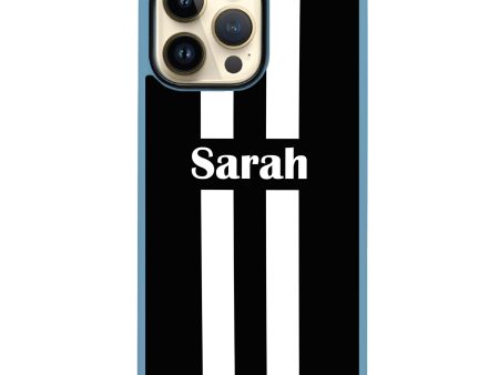 Black and white Stripes iPhone 13 Pro Impact Guard Bumper Case Online Sale