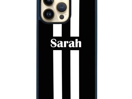 Black and white Stripes iPhone 14 Pro Max MagSafe Compatible Impact Guard Bumper Case on Sale