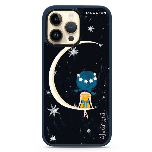 Cute Girl Moon iPhone 13 Pro Impact Guard Bumper Case Discount