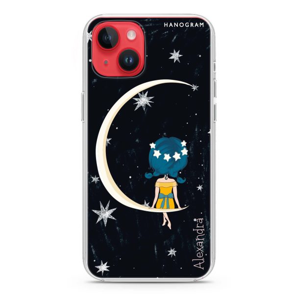 Cute Girl Moon iPhone 14 Plus Ultra Clear Case Online Sale