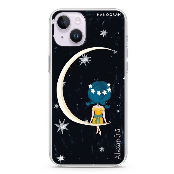 Cute Girl Moon iPhone 13 Mini Ultra Clear Case For Cheap