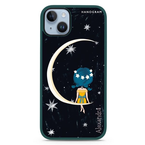 Cute Girl Moon iPhone 13 Mini Impact Guard Bumper Case Hot on Sale