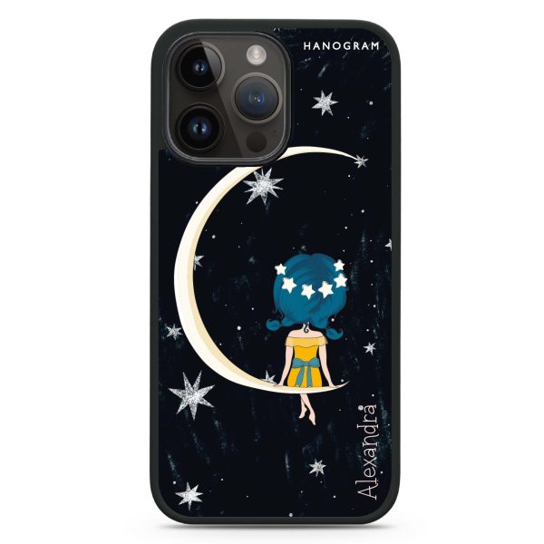 Cute Girl Moon iPhone 13 Pro Impact Guard Bumper Case Discount