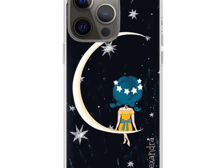 Cute Girl Moon iPhone 13 Pro MagSafe Compatible Ultra Clear Case on Sale