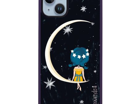 Cute Girl Moon iPhone 14 MagSafe Compatible Impact Guard Bumper Case For Cheap