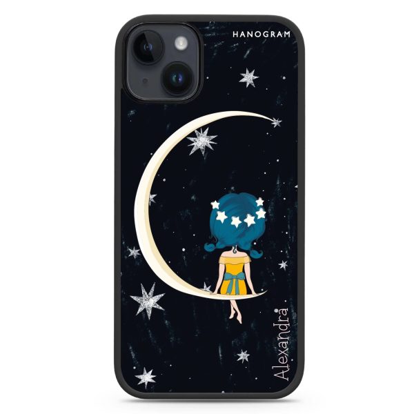 Cute Girl Moon iPhone 13 Mini Impact Guard Bumper Case Hot on Sale