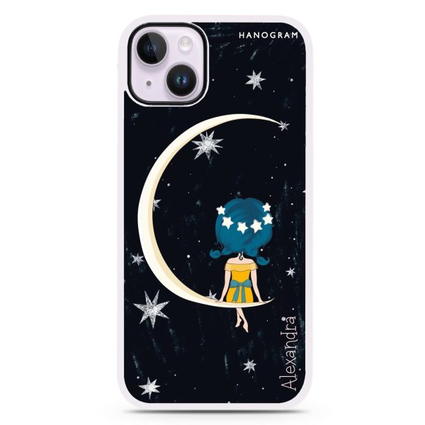 Cute Girl Moon iPhone 14 Impact Guard Bumper Case Sale