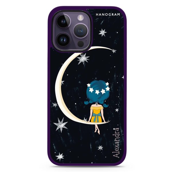 Cute Girl Moon iPhone 14 Pro Max Impact Guard Bumper Case Online Hot Sale