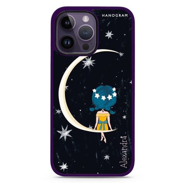 Cute Girl Moon iPhone 14 Pro Max MagSafe Compatible Impact Guard Bumper Case Sale